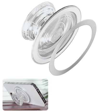 Base Magnétique avec, et Poignées de Téléphone, Ultra-Légère et Durable, Support de Téléphone Mobile Ultra-Léger et Fin, Compatibilité Étendue, Accessoire Transparent Mat