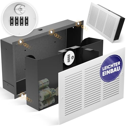 Elder Welder® Lüftungsgitter Safe Tresor mit verstecktem Zahlenschloss | Wandtresor zum Einmauern | Versteckter Wandsafe als Geheimfach | Einbautresor für Geldversteck Geheimversteck | Tresor Versteck
