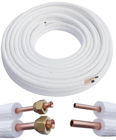 Kolor Kältemittelleitung Kupferrohr 1/4 3/8 1m bis 25m Klimaanlage Wärmepumpe R134a, R290, R407C, R404H, R507 Kupferrohre für Kühlsysteme (Ohne- Überwurfmuttern, 1 Meter)