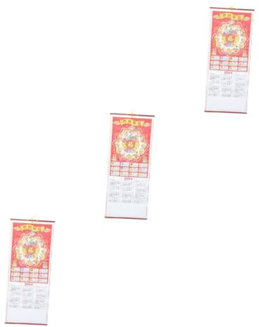 NUOBESTY 3stücke Hängender Wandkalender Mit Chinesischen Tierkreiszeichen Traditioneller Monatskalender Im Rattan-look Für Familie Und Büro Terminplanung Und