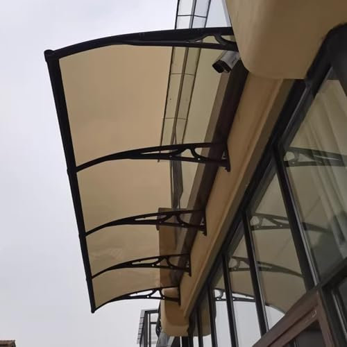 WJXIN Vordach für Haustür, Pultvordach aus 2.5mm Dicke Polycarbonat Türvordach Pultbogenvordach mit Seitenteil Regenrinne, für Terrasse, Balkon, Garten(120x400cm(47x158in))