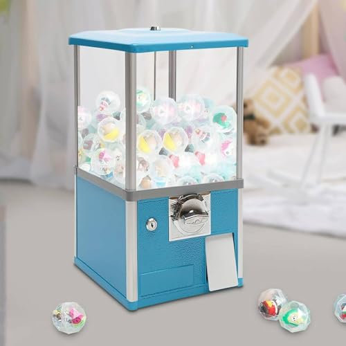 Mini Gumball Machine, Candy Vending Machine, Capsule Vending Machine with Lock,s Round Capsules Bouncy Ball Dispenser for 4.5-5.5cm for Game Stores, Retail Stores, Amusement Parks,Blue