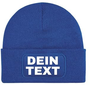 NIMAMA Personalisierte Mütze Beanie Bedrucken Lassen - Strickmütze mit eigenem Text personalisiert - Wintermütze Individuell als Geschenk für Herren & Damen selbst gestalten