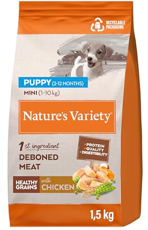 Nature's Variety Healthy Grains Mini Junior hundfoder med benfri kyckling - 1,5 kg