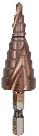 Brocas escalonadas,brocas de cono, Broca escalonada HSS de cobalto M35 5% for metal HSS CO 4 hex. de 20 mm