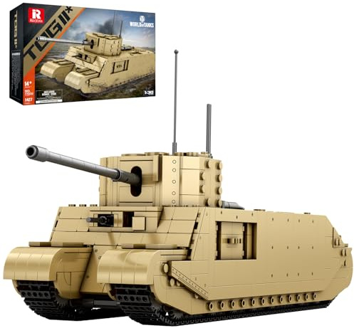 Reobrix TOG II Panzer Bausatz, WW2 Militärisches Tank Bausteine Set 77032 | 1:30 Panzer Modellbau, World of Tanks Lizenziertes Set, Militär 360-Grad-Drehturm, Sammlermodell für Erwachsene, 1427 Teile