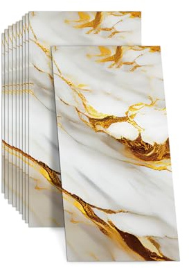 10 piezas de adhesivos para azulejos de mármol, azulejos autoadhesivos de pared de 60x30 cm, adhesivos de pared brillantes de PVC impermeables y resistentes al aceite para pelar y pegar para