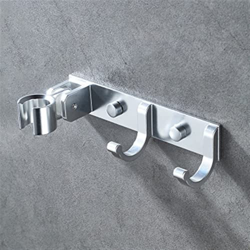 MCNVNEFSAW Pommeau de Douche Fixe Espace Aluminium Mode Noir Argent Serviette Tablette Salle de Bain Pomme de Douche Accessoires Support Portable Support Barre de Chiffon(1)