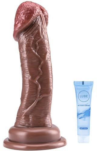 Dildo Realistico Spesso e Grande Per La Stimolazione Del Punto G Con Curva Speciale 22 cm Dildo in Silicone Con Ventosa Forte Dildo Realistico Per Donne e Uomini e Compatibile