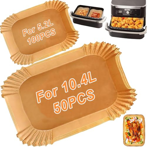 150 Pièces Papier Cuisson Air Fryer pour Ninja Foodi FlexDrawer Air Fryer 10,4L AF500EU, Papier Sulfurisé pour Friteuse, Doublure en Papier Jetable Air Fryer Accessoires pour Ninja AF500EU