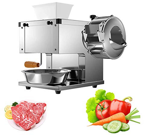 Macchina per tagliare carne/verdura commerciale 2 in 1, macchina per tagliare strisce di carne elettrica, affettatrice per carne a cubetti triturata, macchina per la lavorazione di affettatrice per
