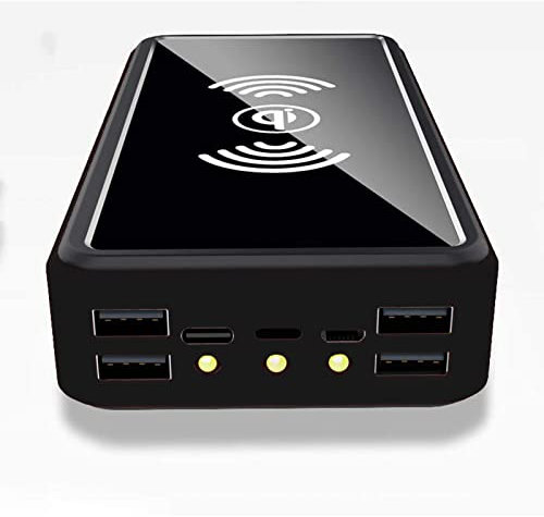 Batterie Externe Solaire 100 000 mAh, Chargeur Solaire Portable d'extérieur, avec 5 Sorties, 4 entrées et Lampes de Poche LED, pour iPhone, Noir