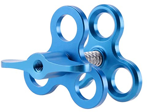 Wadakada Kugelklemme 3 LöCher Tauchlampen Arm Ball Butterfly Clip Halterung für Action Kamera Taschenlampenstativ,Blau