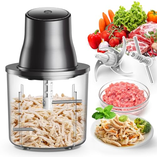 Zerkleinerer Elektrisch,1.5L Küchenmaschine Hähnchen Zerkleinerer Chicken Shredder,250W Zwiebelschneider Elektrischer Gemüsezerkleinerer,Multizerkleinerer für Babykost Nüsse Gemüse Obst Fleisch