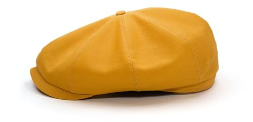 Sterkowski Modell Shelby | 100% Baumwolle Panama-Bindung Schiebermütze für Herren und Damen | Fahrrad Cabrio Retro Kappe Gangster Gatsby Sommer Bunt Modische Ballonmütze Newsboy Flat Gelb 58