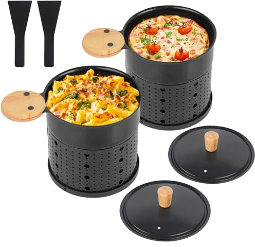 ipow Lot de 2 Appareil Raclette Bougie à Revêtement Antiadhésif,Poêlon Raclette Individuelle de Fusion Rapide sans Fil pour Fromage Fondu Chocolat Oeuf Frit à Table,dans Jardin,en Camping,2 Pelles