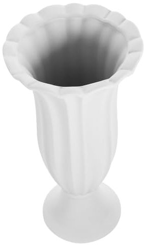 Mipcase Vase Commémoratif pour Cimetière en Céramique Résistant Aux Intempéries, Grand Pot De Fleurs De Tombeau Gris Blanc Adapté pour Fleurs Fraîches Ou Artificielles