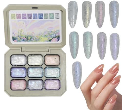 Gel para Uñas de Pintura por Palmada - Gel Degradado de Nueve Cuadrículas para Uñas | Suministros De Manicura Pegamento Sólido Para Dibujo Uso Diario Salón Doméstico Entusiastas Estilistas Para