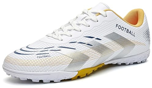 NUTTOPL Fußballschuhe Herren High Top Professionelle Fussballschuhe Professionelle Turf Fußballschuhe Jugendliche Athletics Trainingsschuhe Outdoor Training Sportschuhe Platin Gold 43 EU