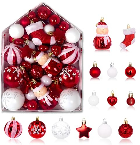 TEYIAN 72pcs Christmas Baubles Xmas Tree Ball Ornaments Christmas Tree Decoration Baubles Xmas Hanging Ornaments