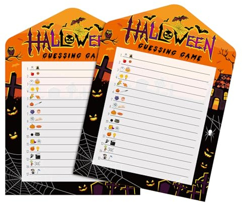 Halloween-Gissningsspel, Roliga Halloween-Ordspel med 25 Spelkort och 1 Svarskort Kreativa Festtillbehör för Vuxna och Barn (Stil 2)