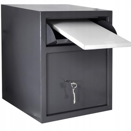 ALSTEN TECH Einwurftresor Möbeltresor 350 x 440 x 350 mm 16,8 kg Schlüsseltresor mit Doppelbartschloss Graphitfarben für Bargeld Dokumente Pakete