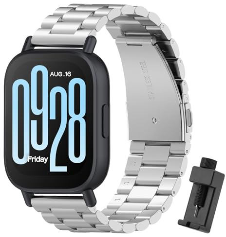 BDIG Ersatzarmband Kompatibel Xiaomi Redmi Watch 5 Active/5 Lite Armband Metall Frauen Männer,22mm Metallarmband Edelstahl Silber