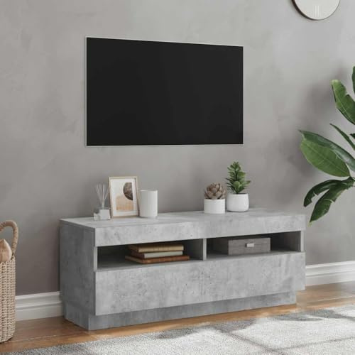 Mimdixy Mobile TV con illuminazione a LED, grigio cemento, 100 x 35 x 40 cm
