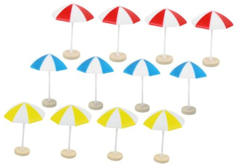 COSMEVIVI 8pcs Miniature Sun Umbrella Decors for Doll House DIY Beach Scene Medium Blue Yellow Resin Parasol Stable Material Micro Landscape Accessories for Garden and Indoor Decoration