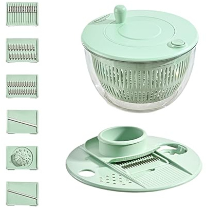 NVOQILIN Centrifugador de ensalada de doble capa con cesta de acero inoxidable 304 para secar y lavar frutas y verduras de manera eficiente