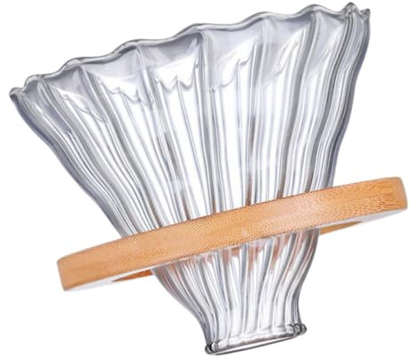 CLISPEED Filtro de Café de Vidrio de Borosilicato Duradero Colador Integrado, Cafetera Manual para Café Casero, Accesorio Portátil para Preparación en Hogar, Juego Soporte de Madera