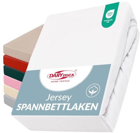Darymex Lenzuolo con Angoli - 80 x 180 cm - Lenzuolo Elasticizzato in Jersey per Letto Singolo Bambini - Cotone - per Materassi fino a 20 cm - Bianco