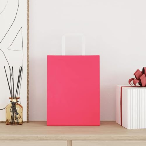 Papiertragetaschen Rosa 21x11x28 cm aus Kraftpapier mit Papierseilhenkeln 250 Stk Geschenktüten Tragetaschen für Geburtstag Hochzeit Weihnachten Party mitgebsel Verpackung