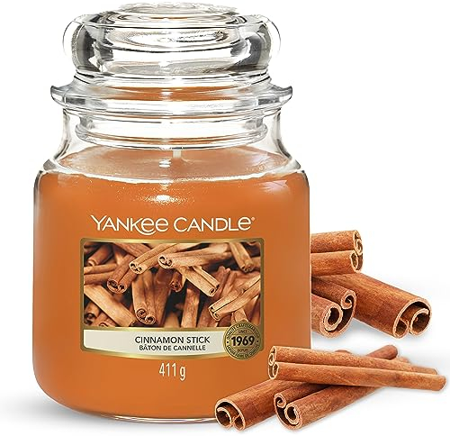 Yankee Candle Candela profumata in giara media | Bastoncino di cannella | Durata Fino a 75 Ore