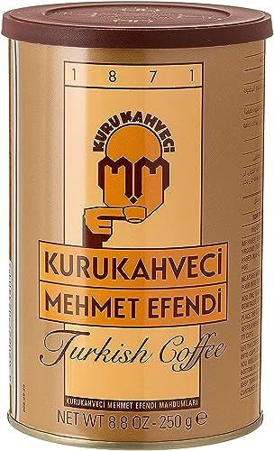 KURUKAHVECI MEHMET EFENDI Turkish Coffee, Arabica Beans, Roasted Ground,Rich Aroma, Fresh, Medium to Heavy-bodied, Original Taste Since 1871 (17.6 OZ / 500 Gr)