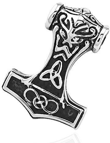 Autiga Anhänger Thors Hammer Wikinger Keltisch Edelstahl Halskette Lederkette Kugelkette Gothic Herren Damen