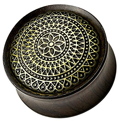 Piersando Ohr Plug Piercing Flesh Tunnel Ohrplug Ohrpiercing Organic Sattel Holz Tribal aus Holz