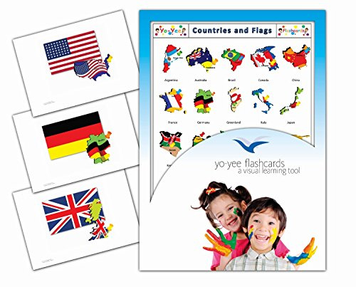 Yo-Yee Flashcards - Continents, Countries and Flags Flash Cards - Vocabulary Picture Cards for Toddlers, Kids, Children and Adults