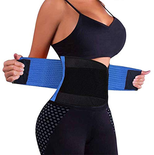 VENUZOR Waist Trainer Belt for Women - Waist Cincher Trimmer - Slimming Body Shaper Belt - Sport Girdle Belt (UP Graded)(Blue,Large)
