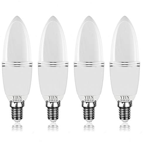 YIUN E14 LED Kerzen Lampen, 12W LED Kerzenhalter Glühbirnen 100 Watt Äquivalent, 1200lm, Tageslicht Weiß 6000K, nicht dimmbare, 4er Pack