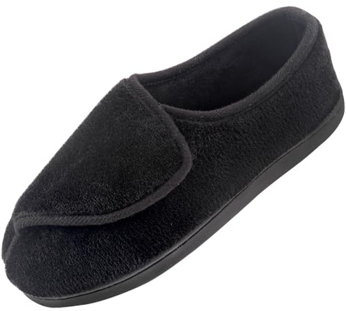 Women Diabetic Slippers Arthritis Edema Memory Foam Closed Toed Slippers, Black, 8 D(M) US