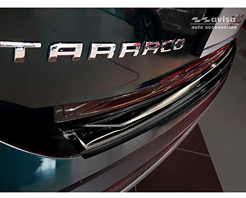 Avisa Protection de Seuil de Coffre Acier Inox sur mesure | compatible avec Seat Tarraco 2019- - Noir