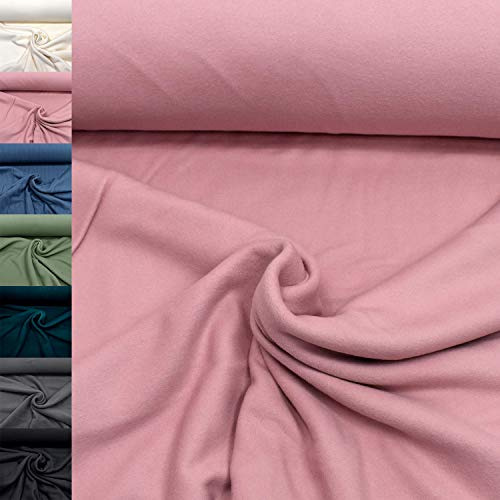 MAGAM-Stoffe Antonia Bio Fleece Stoff 100% Baumwolle Meterware 50cm (1. Altrosa)