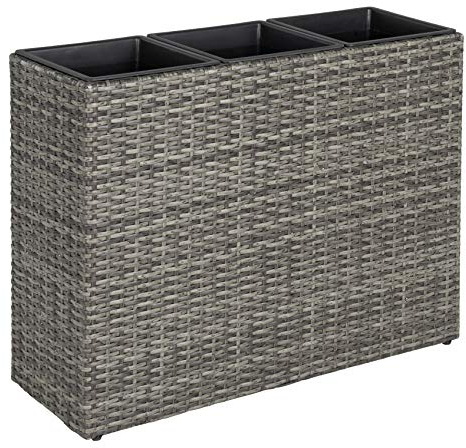 ESTEXO Pflanzkübel Blumentopf Poly Rattan Blumenkübel Hochbeet Übertopf Gartenmöbel (Anthrazit-Grau)