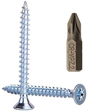 Confezione da 150 viti per legno in acciaio zincato, 4,0 x 45 mm, viti Pozi-Drive, elementi di fissaggio, a testa svasata, truciolato (150)