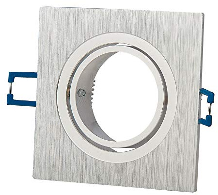 6x Einbaurahmen Set Edelstahl gebürstet eckig für Einbaustrahler aus Aluminium - Rahmen für GU10 MR16 Leuchtmittel - 70mm Bohrloch Deckenstrahler Strahler Einbauspot Einbauleuchte