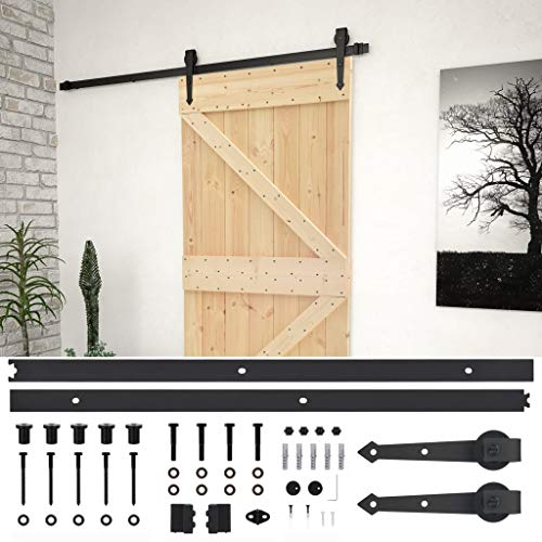 vidaXL Pin Massif Porte Coulissante avec Kit de Quincaillerie Système de Porte Suspendue Porte d'Entrée Intérieur Maison 90x210 cm