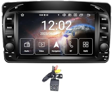 Amaseaudio Android 14 Autoradio 7zoll für Benz W168 W203 W209, 8 Kern (4+64), Drahtloses Carplay Android Auto, DSP+, Unterstützung 4G WiFi Bluetooth 5.0/Rückfahrkamera/SIM-Kartensteckplatz