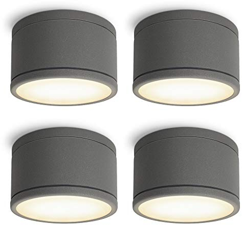 SSC-LUXon 4er Pack CELI-WX Aufbaustrahler IP44 für Aussen & Bad mit LED GX53 3W warmweiß - Badstrahler in anthrazit rund 230V