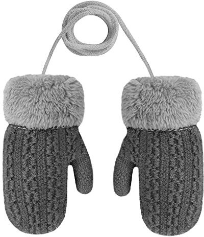AfinderDE Kinder Kleinkind Baby Winter Fausthandschuhe Doppel Strickhandschuhe Fingerlos Handschuhe Jungen Mädchen Warme Vollfingerhandschuhe Infant Verdicken Strick Handschuhe für 1-4 Jahren